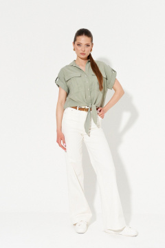 Блуза прямого силуэта из вискозной ткани Ketty К-15040 серо-зеленый - фото 4