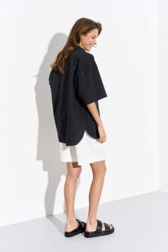 Черная хлопковая рубашка свободного кроя Luitui R5052 - фото 3