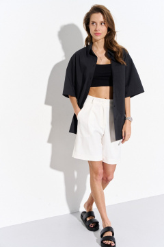 Черная хлопковая рубашка свободного кроя Luitui R5052 - фото 1