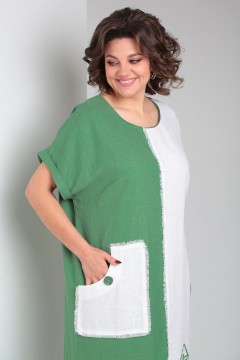 Максимальное летнее ленгое платье с карманами Rishelie 948 зеленый - фото 4