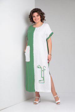 Максимальное летнее ленгое платье с карманами Rishelie 948 зеленый - фото 3