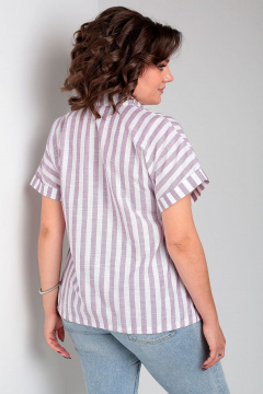 Стильная блузка из хлопка с шнуром и вышивкой Таир-Гранд 62434 баклажан - фото 5