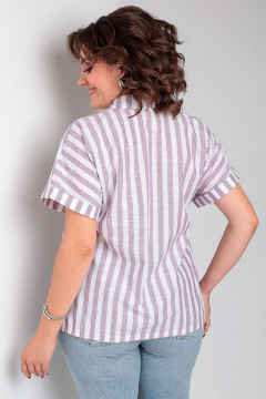 Стильная блузка из хлопка с шнуром и вышивкой Таир-Гранд 62434 баклажан - фото 2