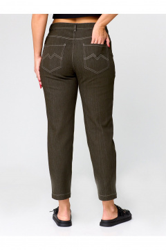 Брюки из джинса с завышенной талией для ежедневного стиля Zlata 4416 темно-оливковый - фото 4