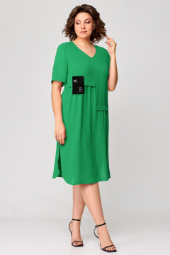 Платье свободного силуэта с асимметричным подрезом Мишель стиль 1194 зеленый - фото 3