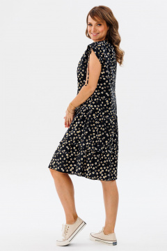 Черное платье А-силуэта с воланами и кулисой Мишель стиль 1198 черно-белый - фото 2