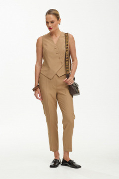 Костюм с жилетом из текстиля для элегантных образов Твой имидж 1883 кэмел - фото 5