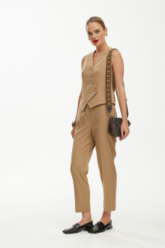 Костюм с жилетом из текстиля для элегантных образов Твой имидж 1883 кэмел - фото 4