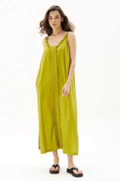 Летний сарафан с вырезом и карманами из текстиля Fantazia Mod 4833 лайм - фото 5