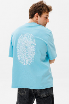 Голубая хлопковая футболка с принтом и коротким рукавом HIT 0224м голубой - фото 5