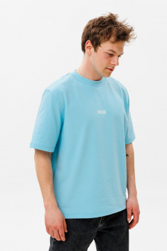 Голубая хлопковая футболка с принтом и коротким рукавом HIT 0224м голубой - фото 1