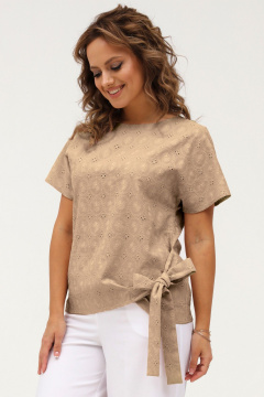 Бежевый хлопковый топ из натуральной ткани Angelina & Сo 1106 - фото 3