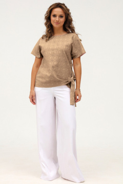 Бежевый хлопковый топ из натуральной ткани Angelina & Сo 1106 - фото 2