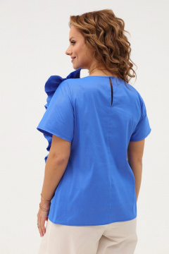Синяя блузка с люрексом и рюшей для деловых или повседневных образов Angelina & Сo 1107 - фото 5