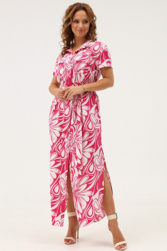 Яркое платье-рубашка из текстиля с карманами и разрезами Angelina & Сo 1110 - фото 1