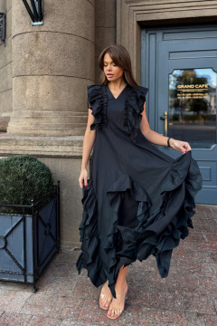 Черное платье с разрезами и эффектом шифона Pavlova 168 черный - фото 1