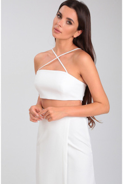 Короткий корсетный топ на бретелях накрест для вечерних и повседневных образов TANYA NOVACHUK 6.005/WT - фото 1