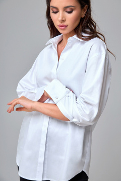 Белая сатиновая оверсайз рубашка с классическим воротником TANYA NOVACHUK 6.001/WT - фото 3
