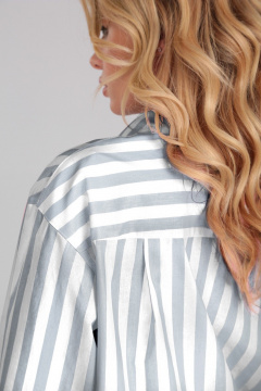 Серая полосатая оверсайз рубашка из хлопка TANYA NOVACHUK 6.002/GR - фото 4