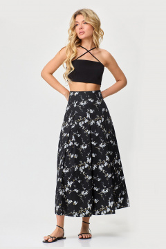 Белая хлопковая юбка с цветочным принтом и складками TANYA NOVACHUK 2.001/BK - фото 1