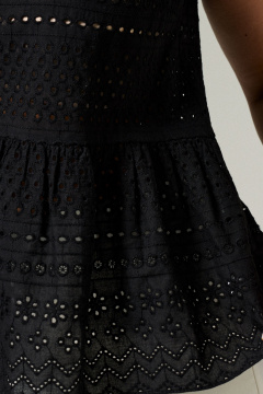 Черная хлопковая блуза с рюшей для повседневного образа Панда 104843w черный - фото 4