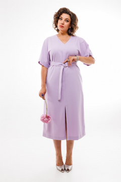Летнее платье из текстиля с поясом для универсального повседневного стиля Anelli 1391 лаванда - фото 1