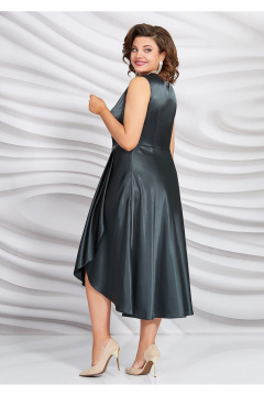 Платье из атласа с рельефами, запахом и объемным цветком Mira Fashion 5445 - фото 3