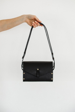 Сумка через плечо из натуральной кожи и дерева с съёмным клапаном Because NIKOL- BLACK - фото 2