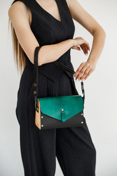 Кожаная сумка через плечо с деревянными вставками Because NIKOL-IZUMRUD - фото 4