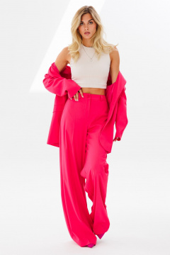 Розовые брюки прямого кроя с карманами FAMA 24020-2 фуксия - фото 4