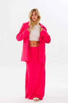 Розовая длинная юбка с разрезом и эффектным силуетом FAMA 24022-2 фуксия - фото 1