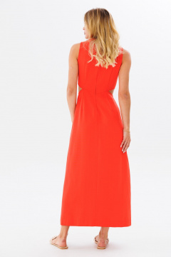 Летнее платье с вырезами и добавлением льна FAMA 24023 красный - фото 3