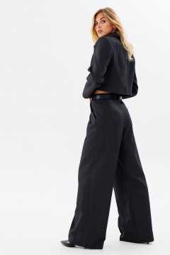 Жакет короткий в полоску из поливискозы для стильных лукоv FAMA 24025 графит_белая_полоска - фото 5