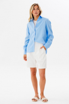 Рубашка классическая голубая из вискозы для офиса и повседневности FAMA 24027 голубой - фото 1