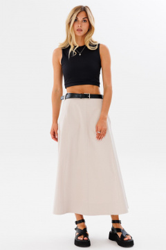Юбка трапеция длинная из облегченного джинса для комфортных луков FAMA 24029 бежевый - фото 1