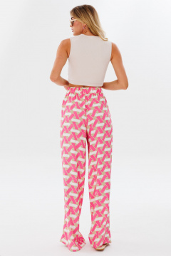 Брюки яркий принт из вискозы для летних образов FAMA 24033 розовый_геометрия - фото 4