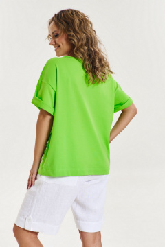 Футболка оверсайз с коротким рукавом и принтом из хлопка AVE RARA 2189/1 ультразеленый - фото 2