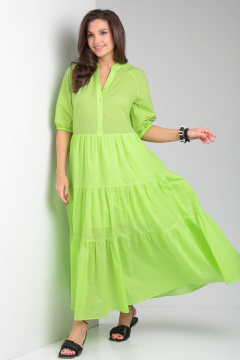 Летнее зеленое платье реглан с подкладкой и воланами Andina city 8029-4 лайм - фото 3