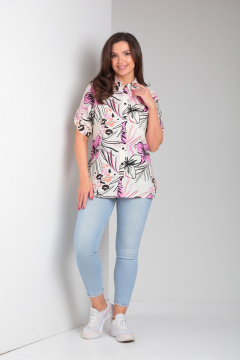 Рубашка свободного силуэта из хлопка на каждый день Modema м.755 - фото 5