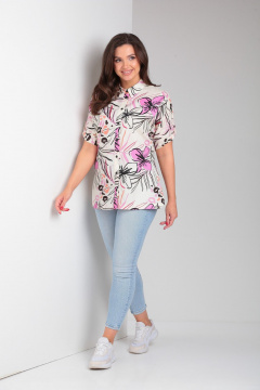 Рубашка свободного силуэта из хлопка на каждый день Modema м.755 - фото 4