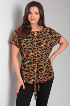 Летняя блуза из вискозы с поясом и разрезами Modema м.768 - фото 3