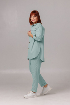 Летний комплект из рубашки и зауженных брюк Соджи 616 ментол - фото 3