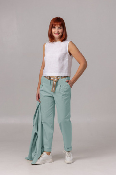 Летний комплект из рубашки и зауженных брюк Соджи 616 ментол - фото 2