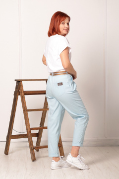 Летние зауженные брюки и рубашка из хлопка Соджи 616 голубой - фото 5