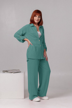 Летний комплект из брюк и рубашки для женщин Соджи 617 мятный - фото 1