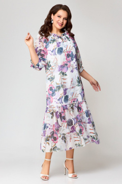 Платье полуприлегающего силуэта из шифона с воланами и вырезом Svetlana-Style 1942 - фото 3