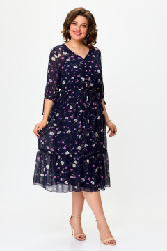 Платье с воланами из шифона и эластичной ткани для летнего образа Svetlana-Style 2013 темно-синий - фото 1