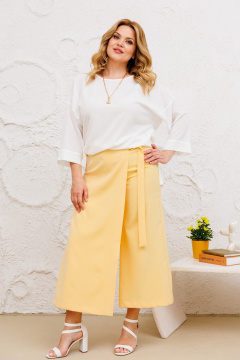 Летний комплект из брюк-кюлотов и блузы Michel chic 1362 молоко,шампань - фото 4
