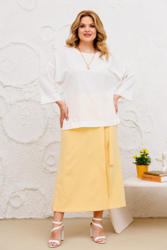 Летний комплект из брюк-кюлотов и блузы Michel chic 1362 молоко,шампань - фото 2