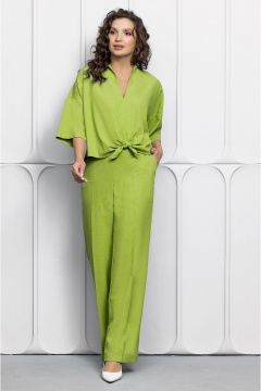 Блуза и брюки из текстиля с авторским кроем для стильных образов Gold Style 2623 салатовый - фото 2